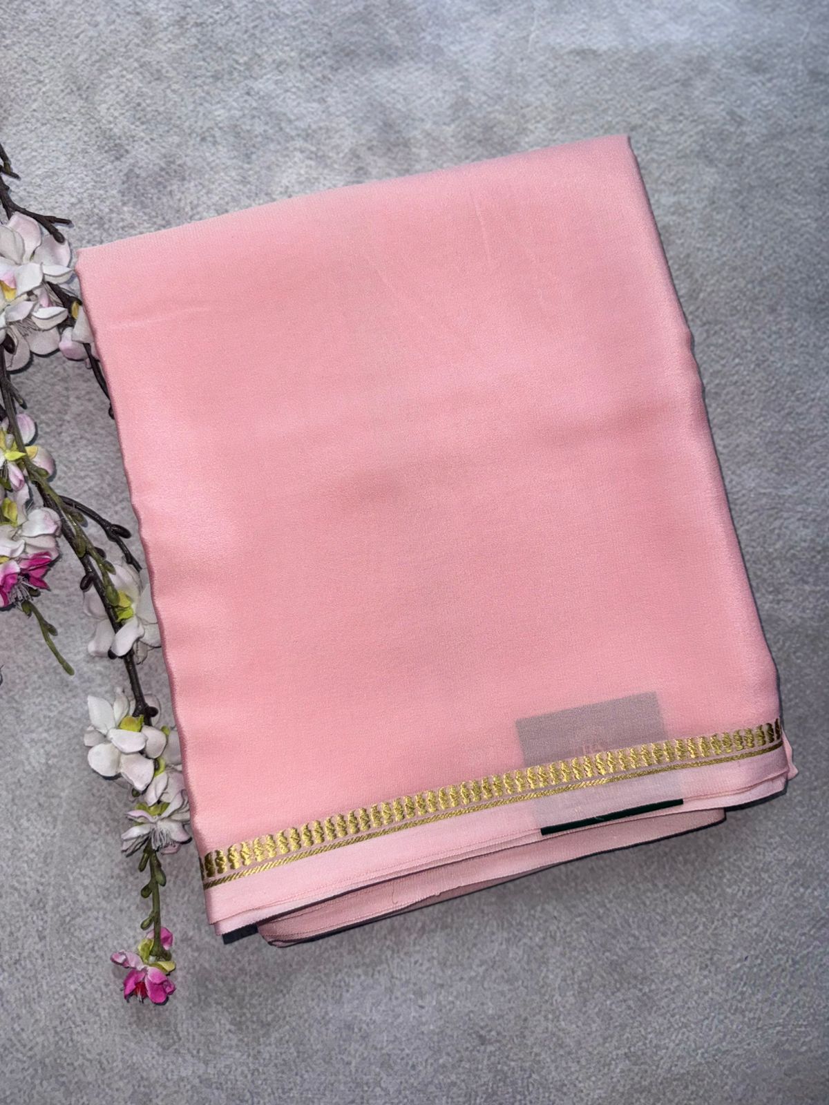Pastel Peach Pure Mysore Crepe Silk Saree 109
