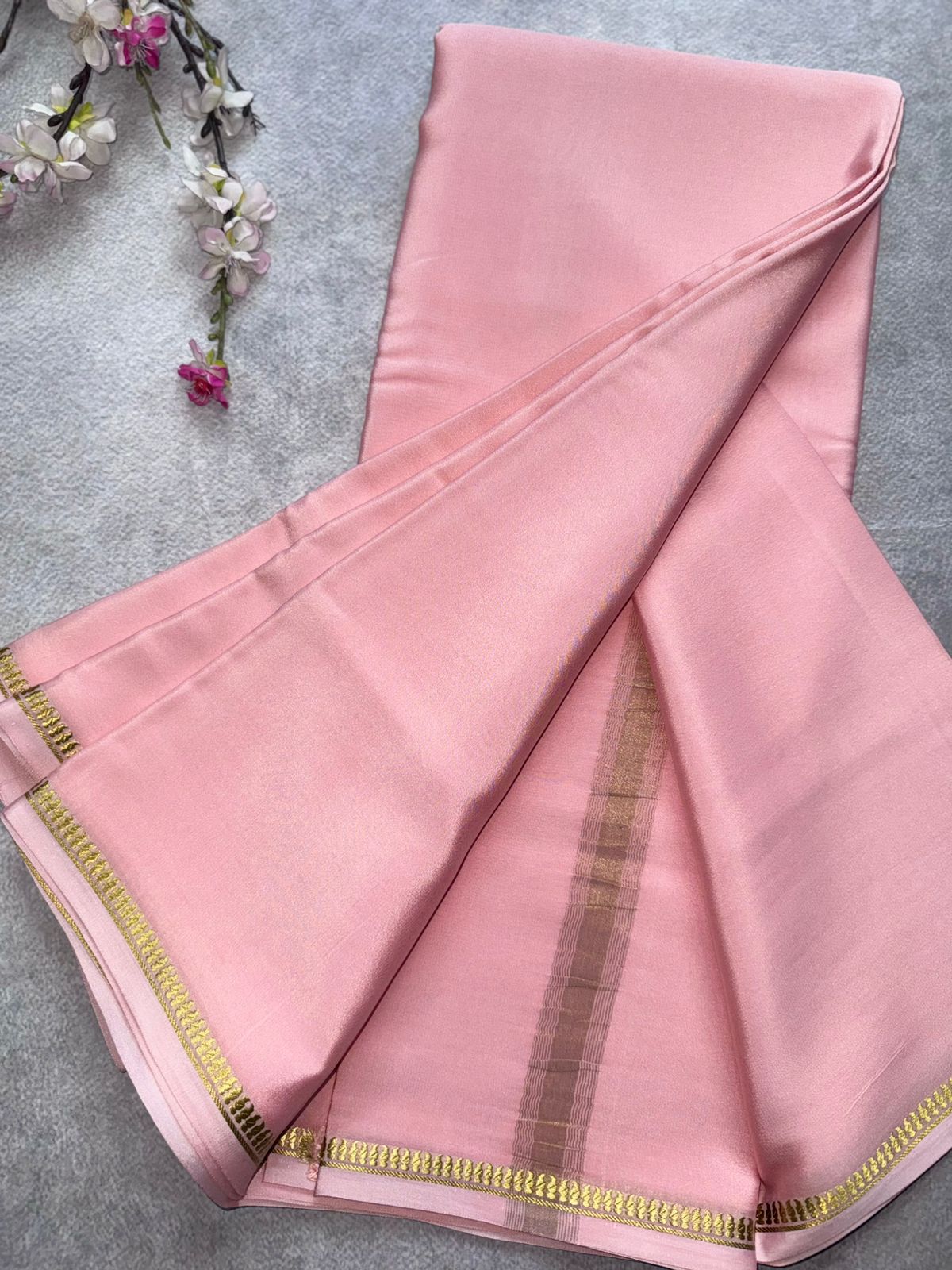 Pastel Peach Pure Mysore Crepe Silk Saree 109