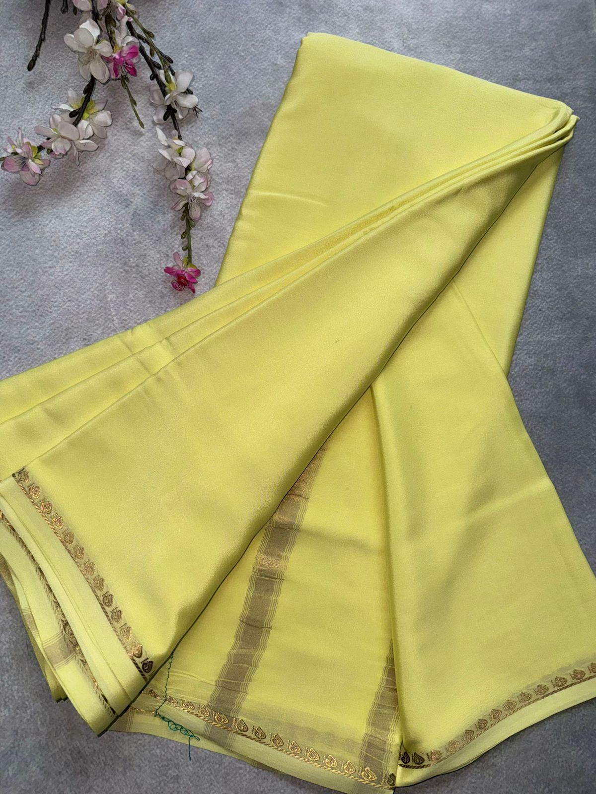 Pastel Yellow Pure Mysore Crepe Silk Saree 109