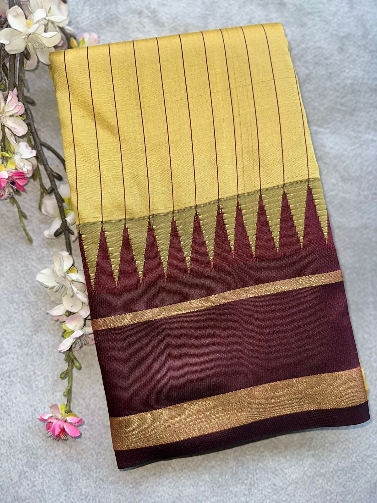 Yellow Stripes Semi Silk Saree 109