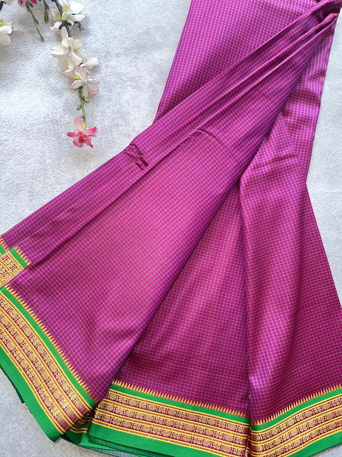 Magenta Checks Semi Silk Saree 109