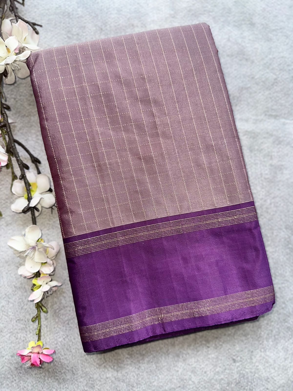 Mauve Checks Semi Silk Saree 109