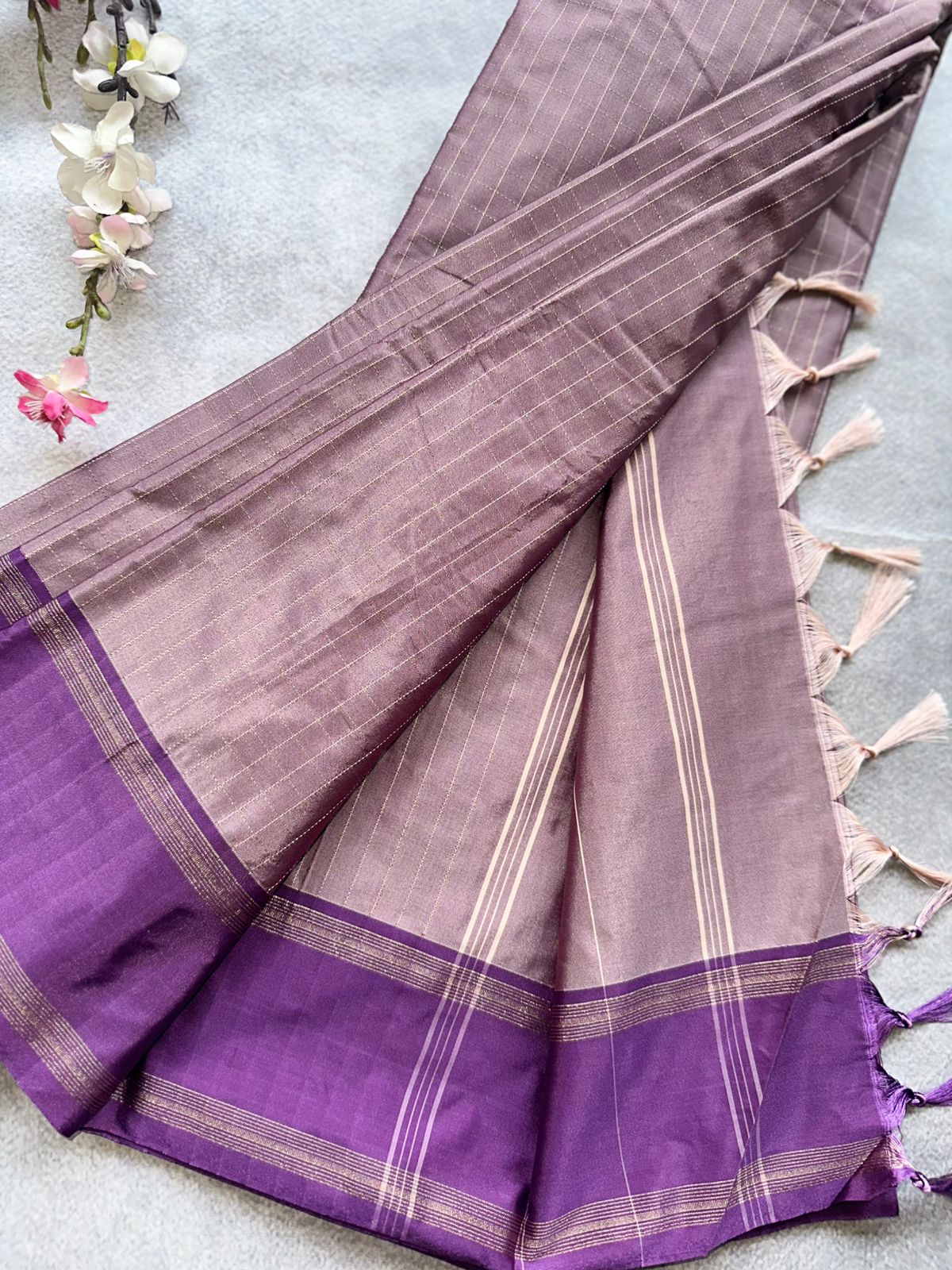 Mauve Checks Semi Silk Saree 109