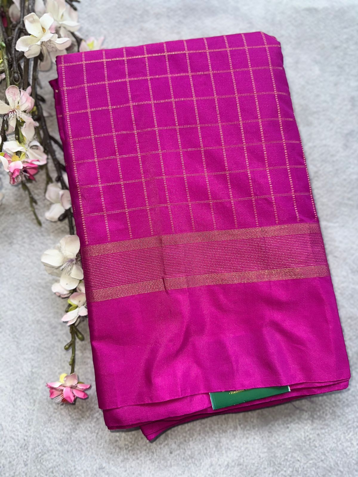 Magenta Checks Semi Silk Saree 109