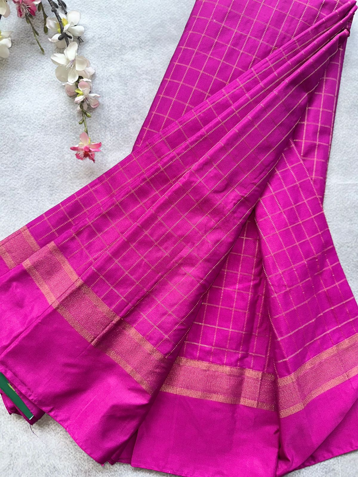 Magenta Checks Semi Silk Saree 109
