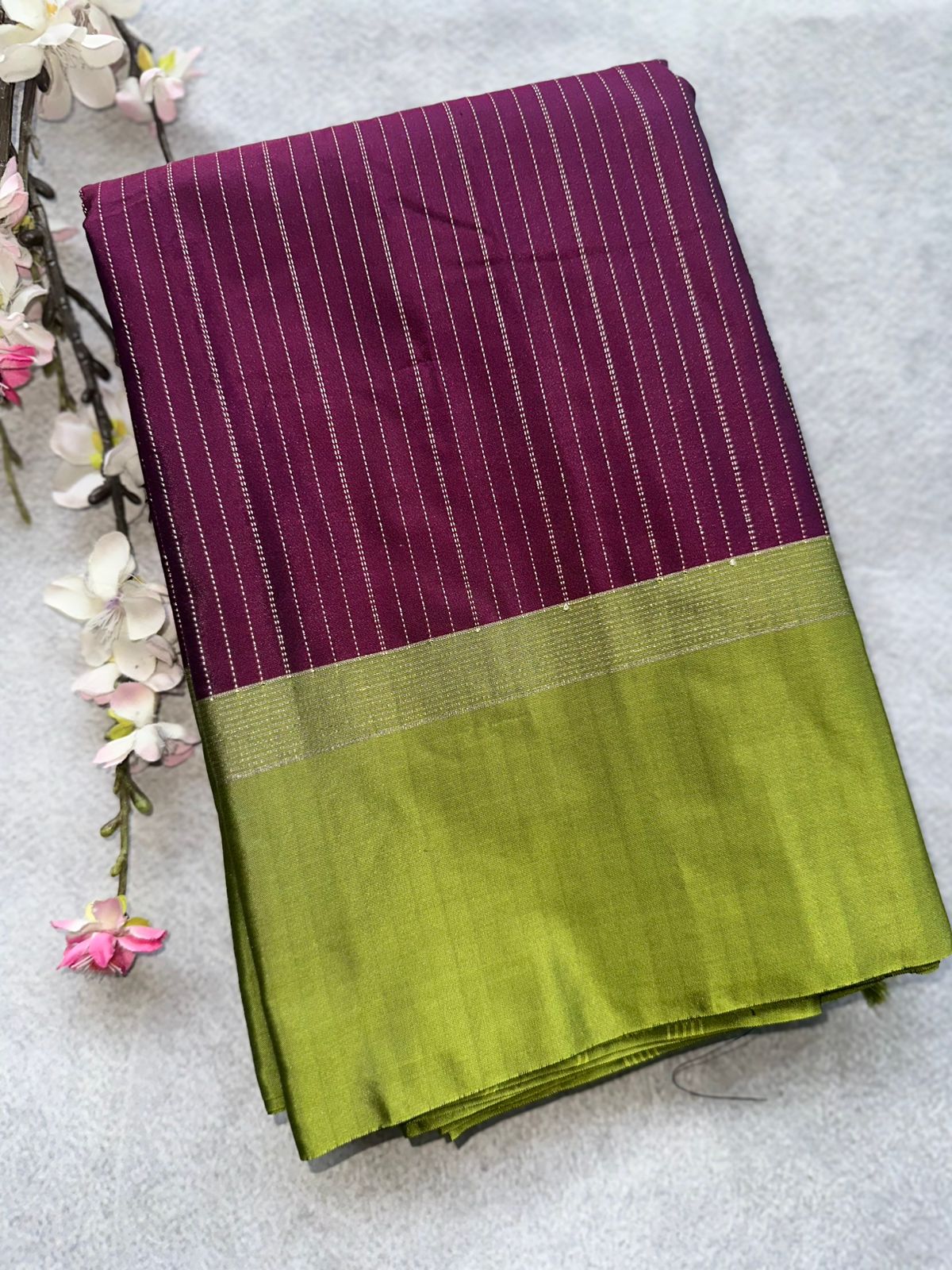 Wine Stripes Semi Silk Saree 109