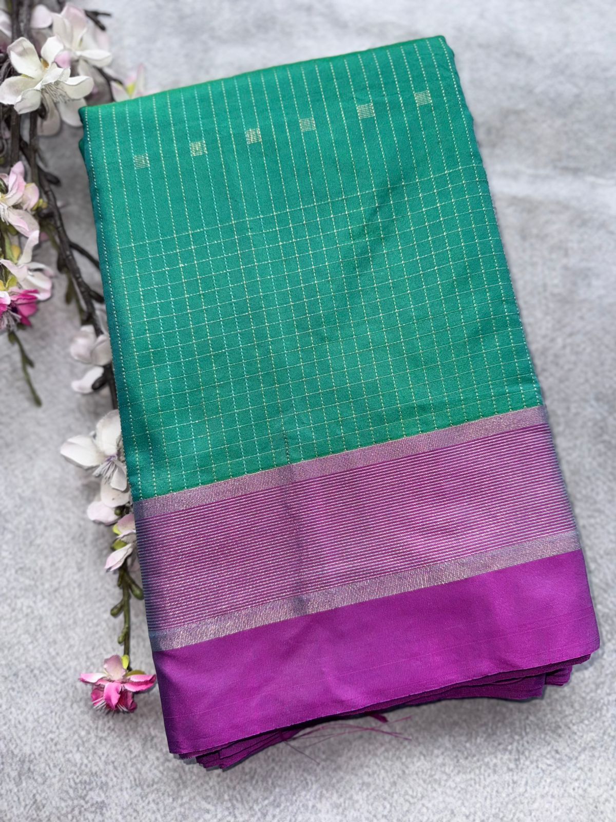 Green Stripes Semi Silk Saree 109