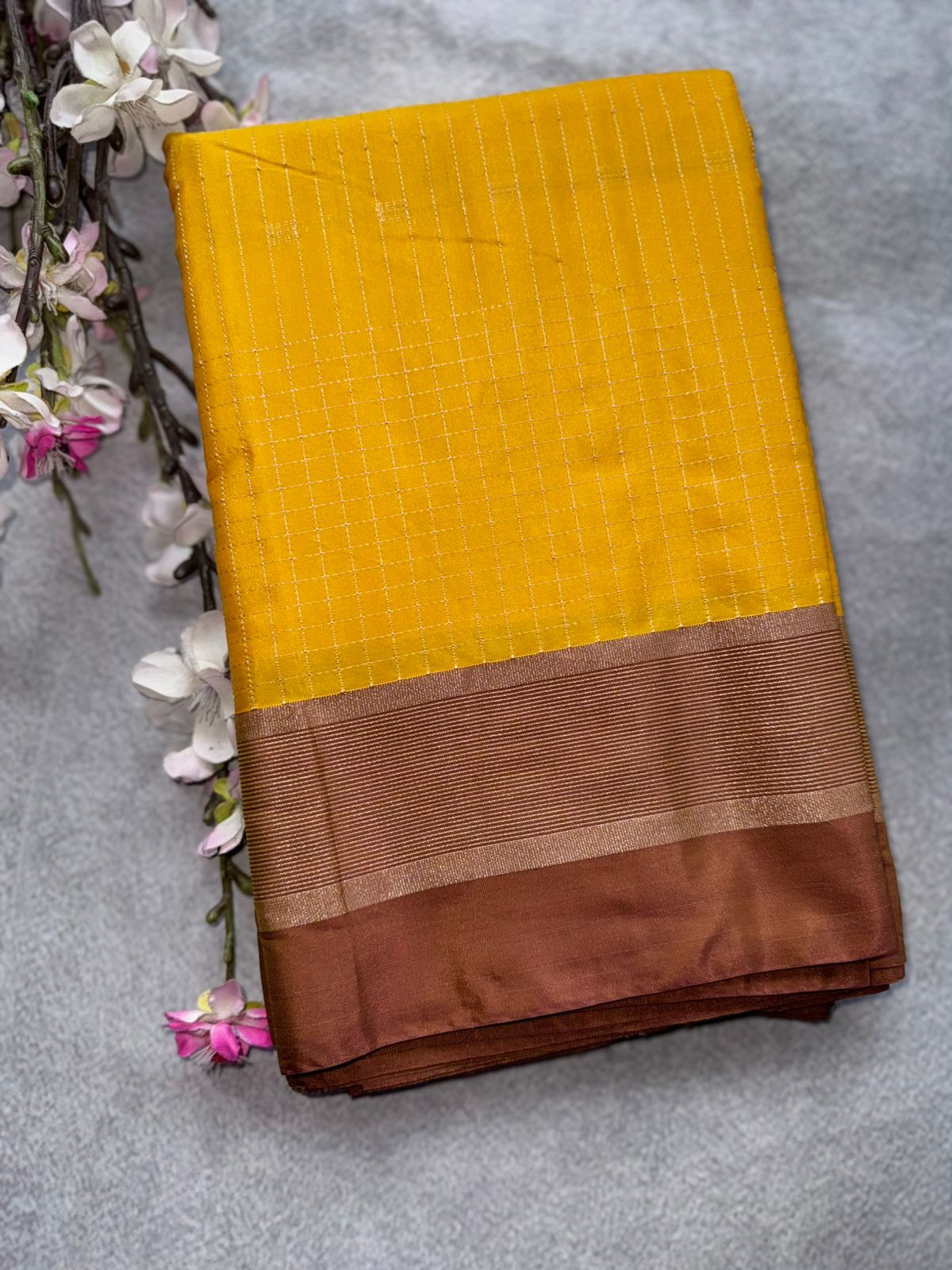 Yellow Stripes Semi Silk Saree 109