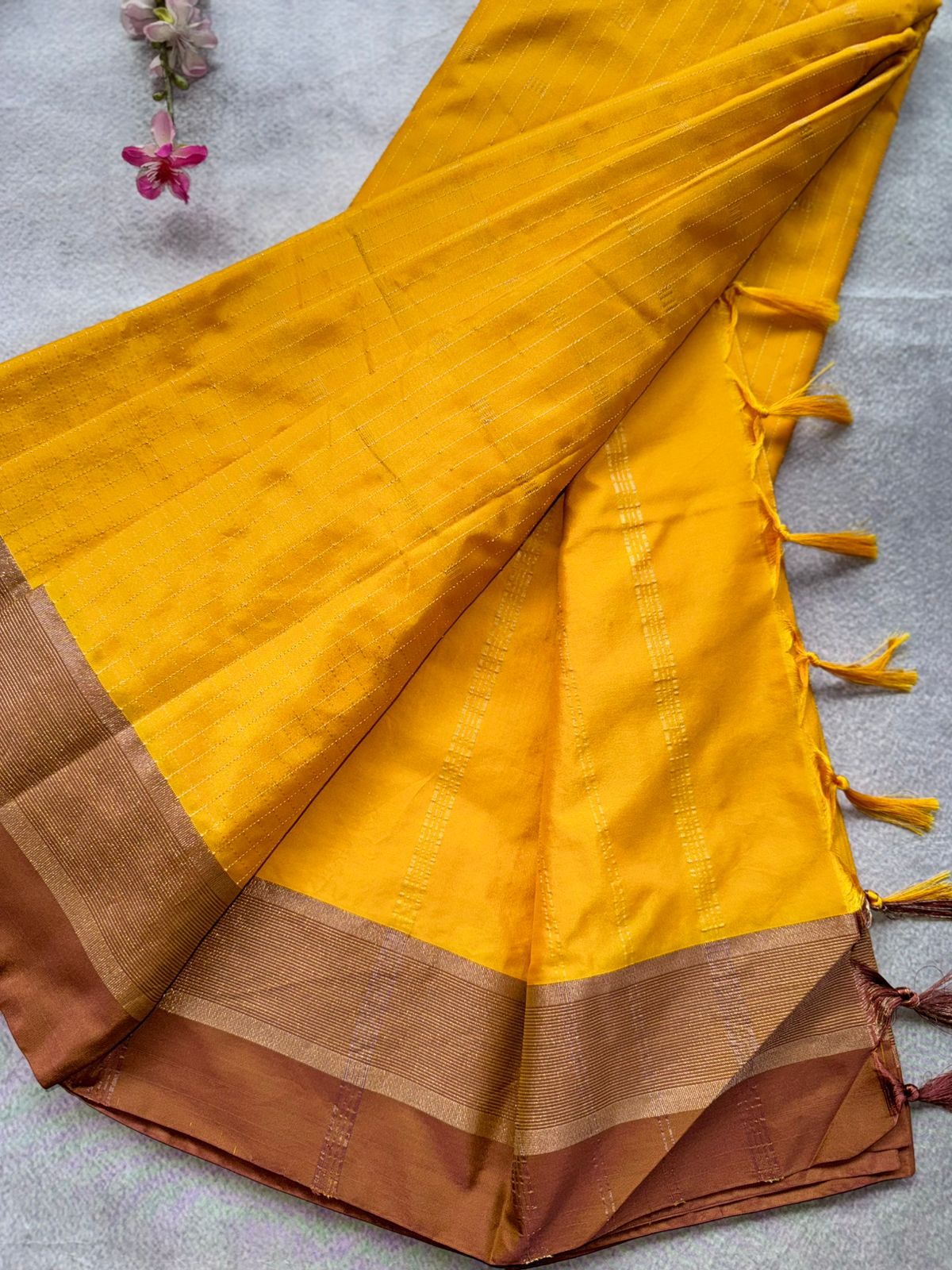 Yellow Stripes Semi Silk Saree 109