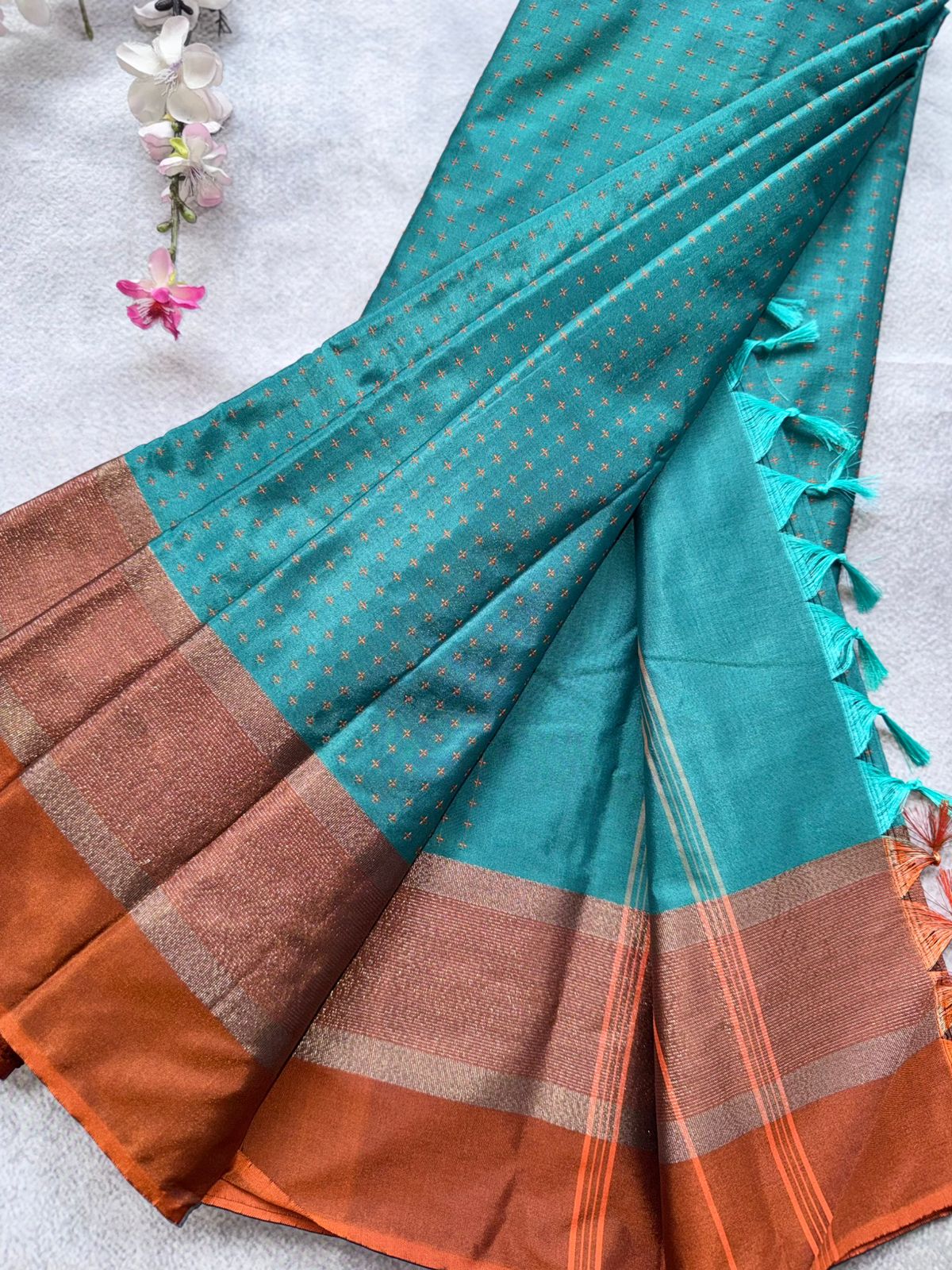 Teal Semi Silk Saree 109