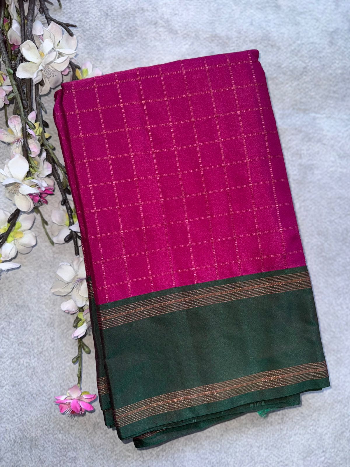 Pink Checks Semi Silk Saree 109