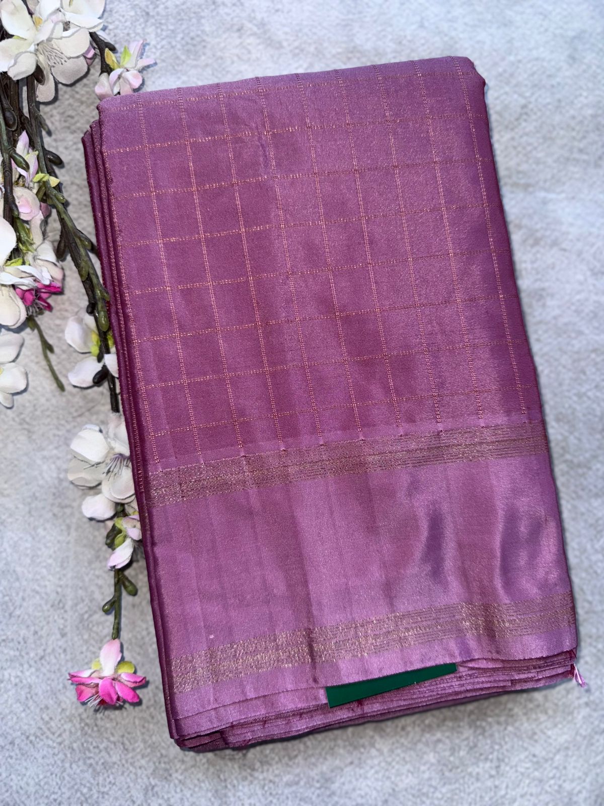 Mauve Checks Semi Silk Saree 109