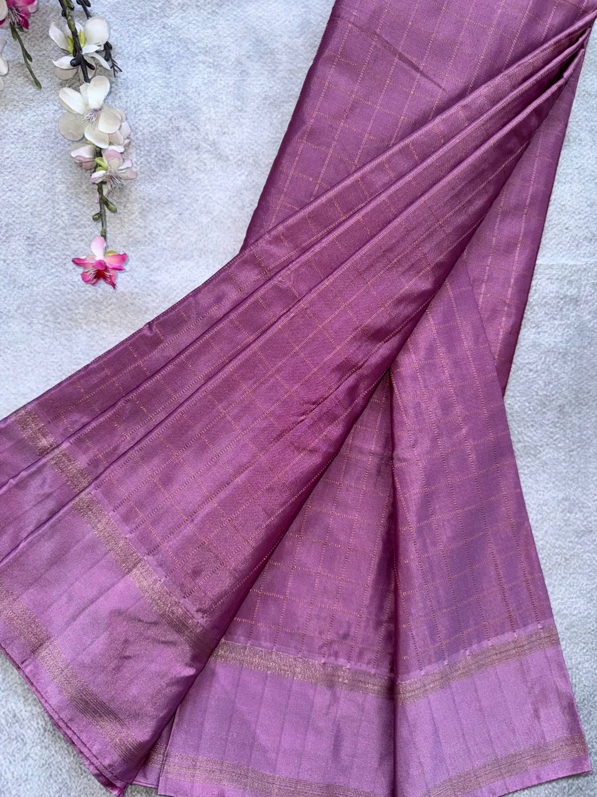 Mauve Checks Semi Silk Saree 109