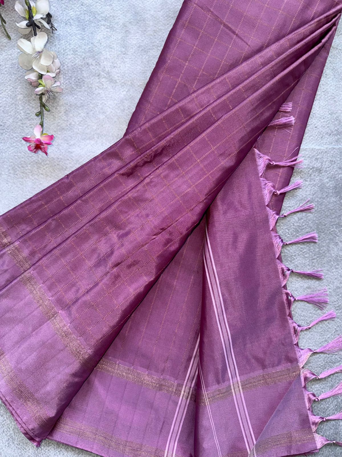 Mauve Checks Semi Silk Saree 109