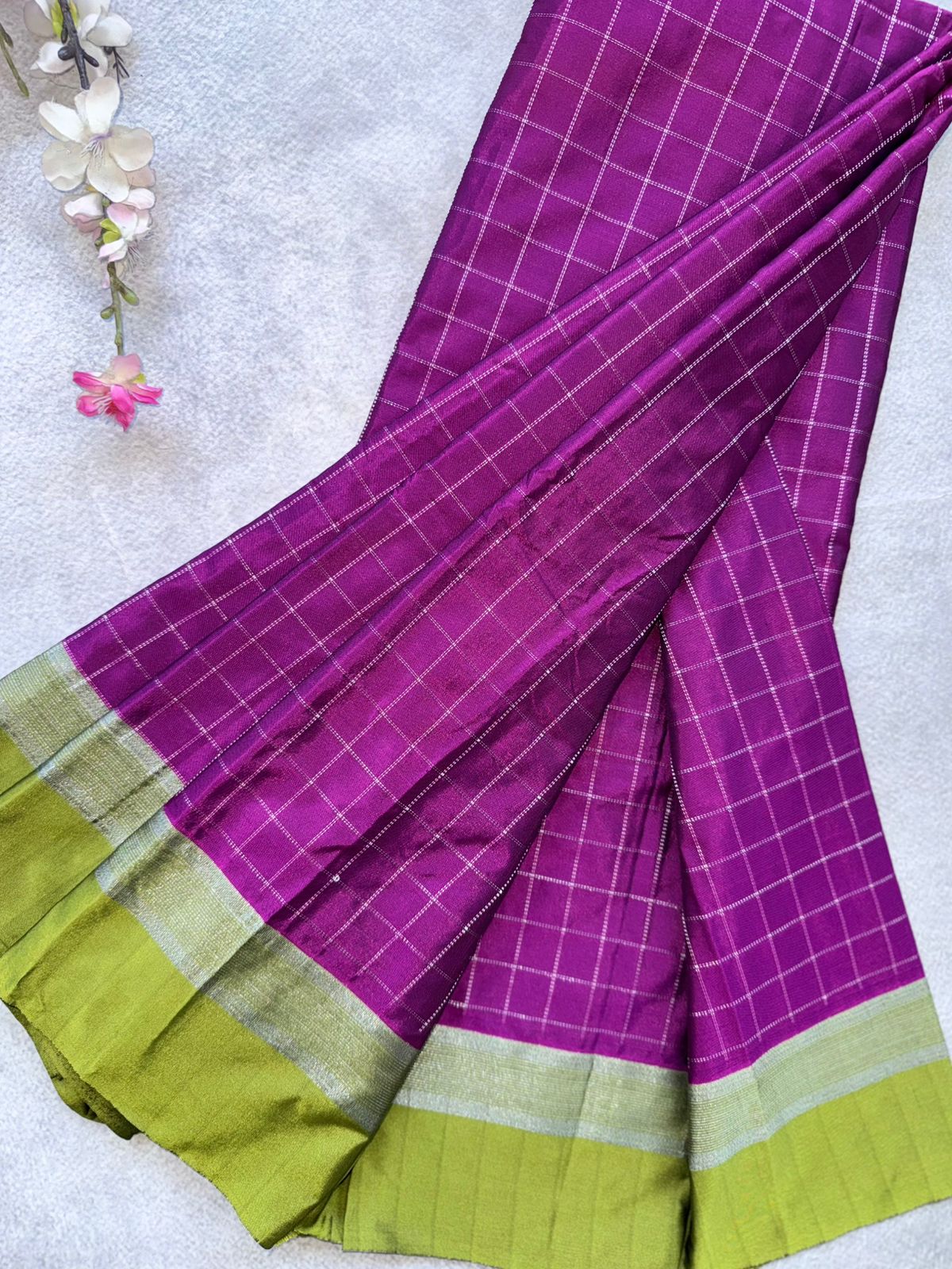 Magenta Checks Semi Silk Saree 109