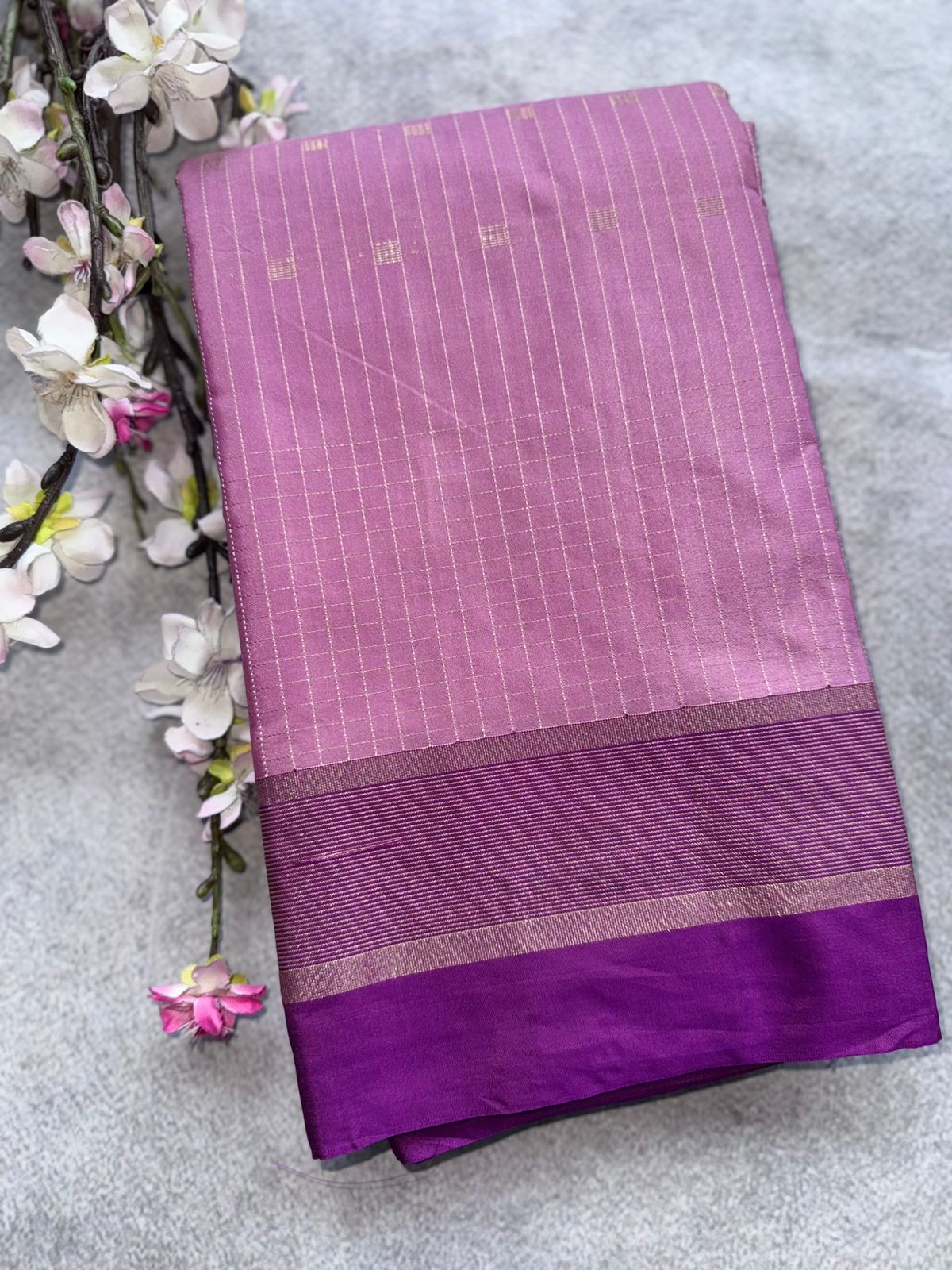 Mauve Stripes Semi Silk Saree 109