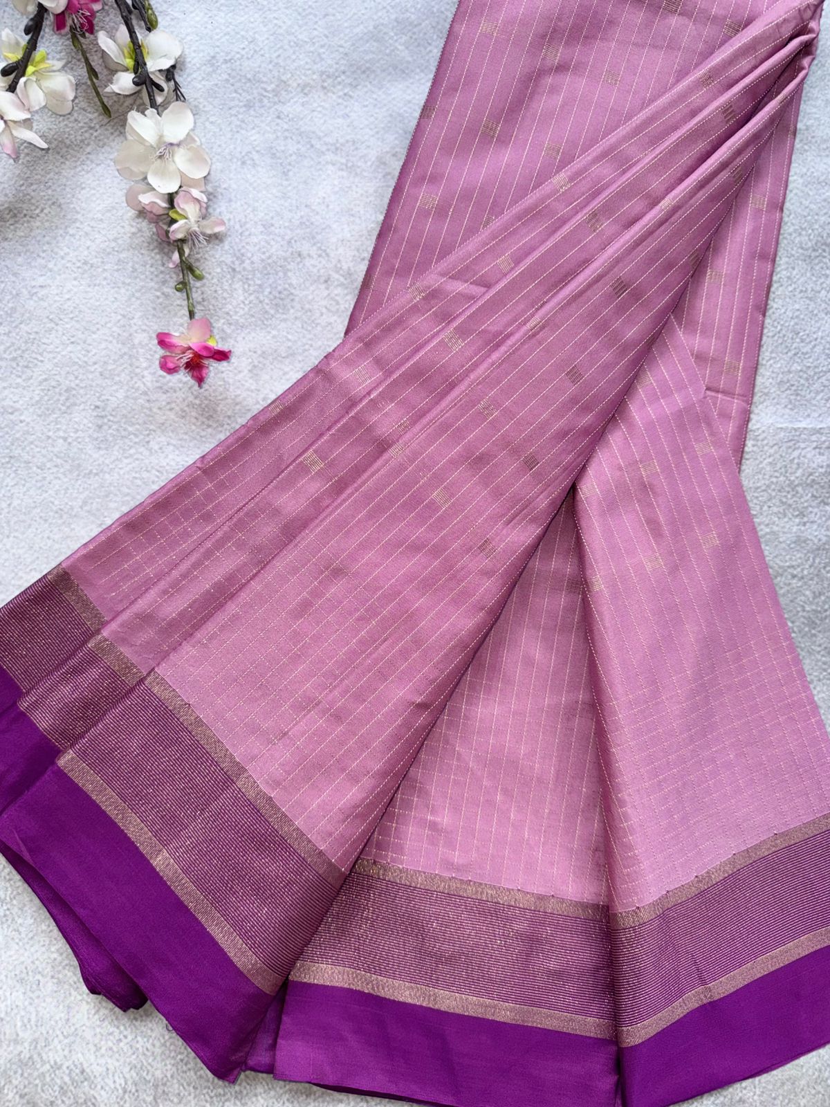 Mauve Stripes Semi Silk Saree 109