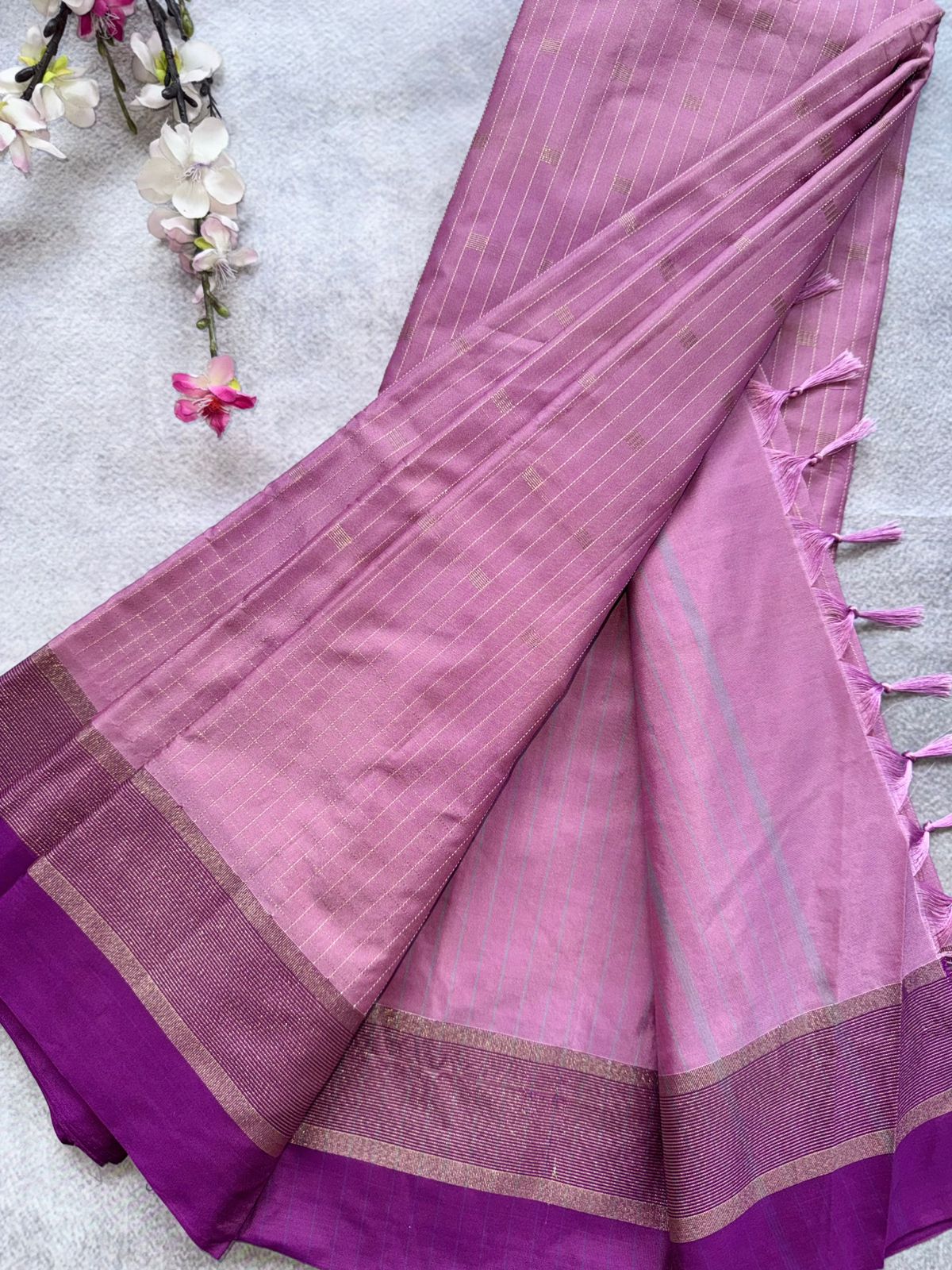 Mauve Stripes Semi Silk Saree 109