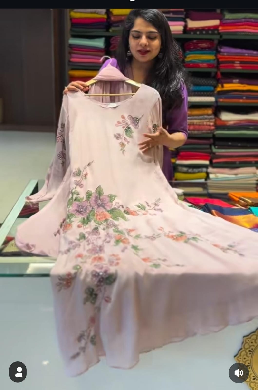 Lavender Hand Painted Airline Kurtha 765