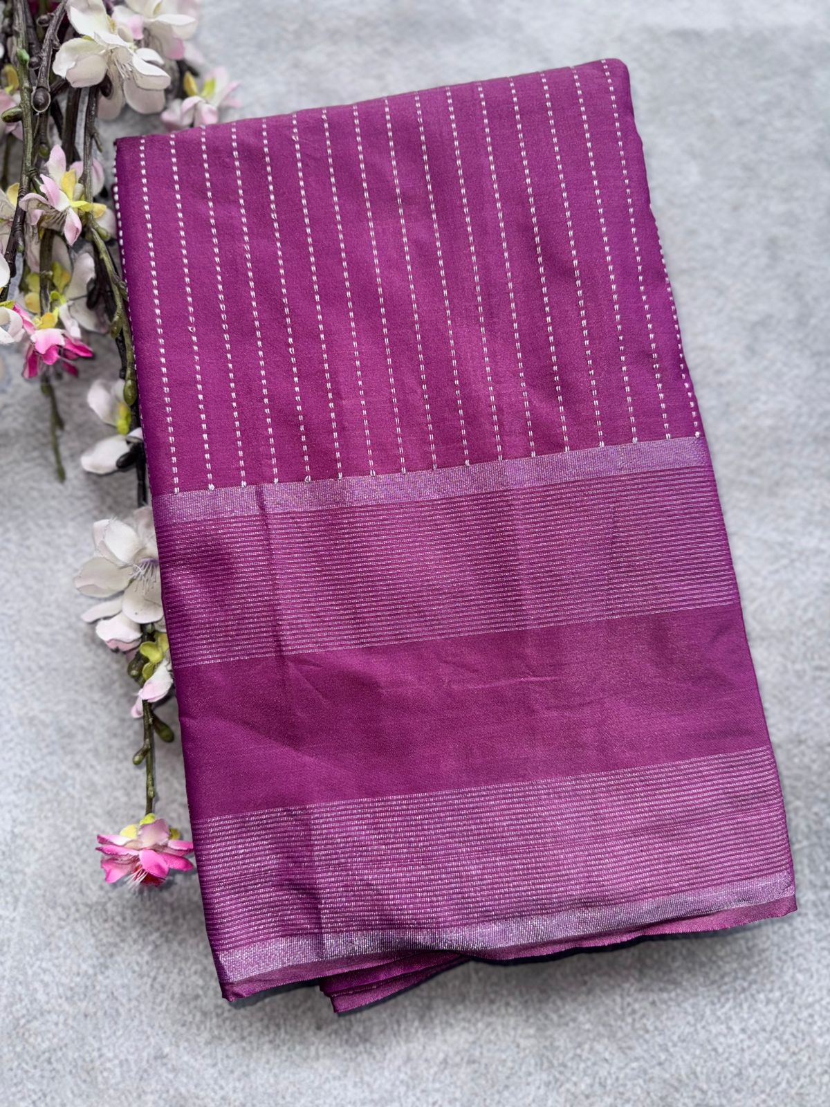 Pink Stripes Semi Silk Saree 109