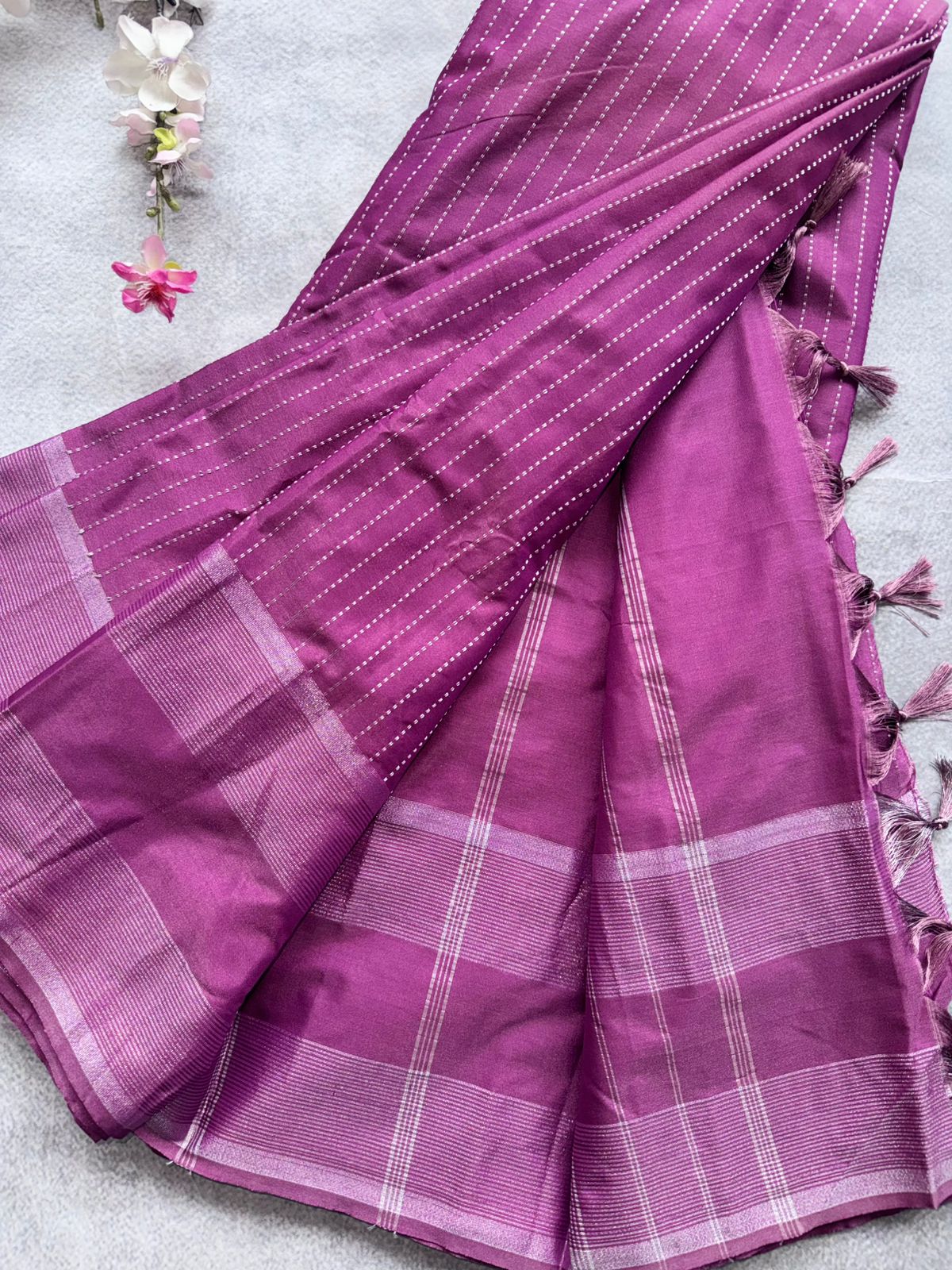 Pink Stripes Semi Silk Saree 109