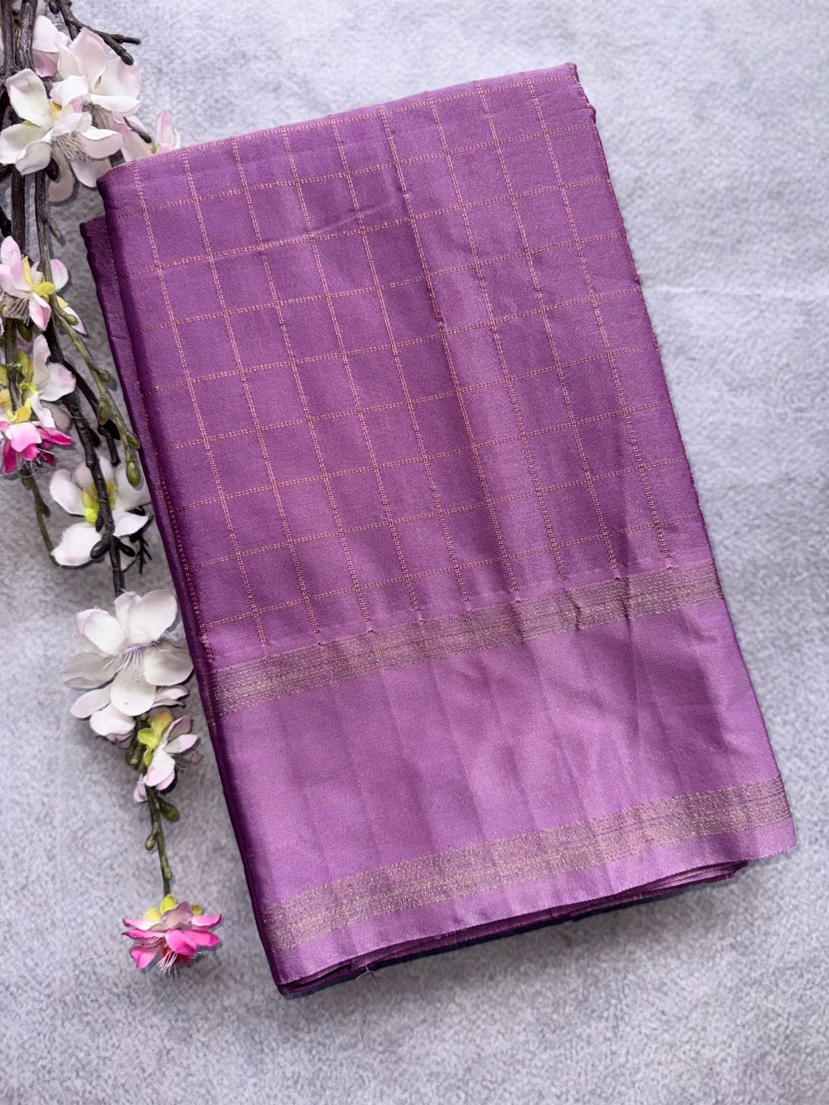 Mauve Checks Semi Silk Saree 109