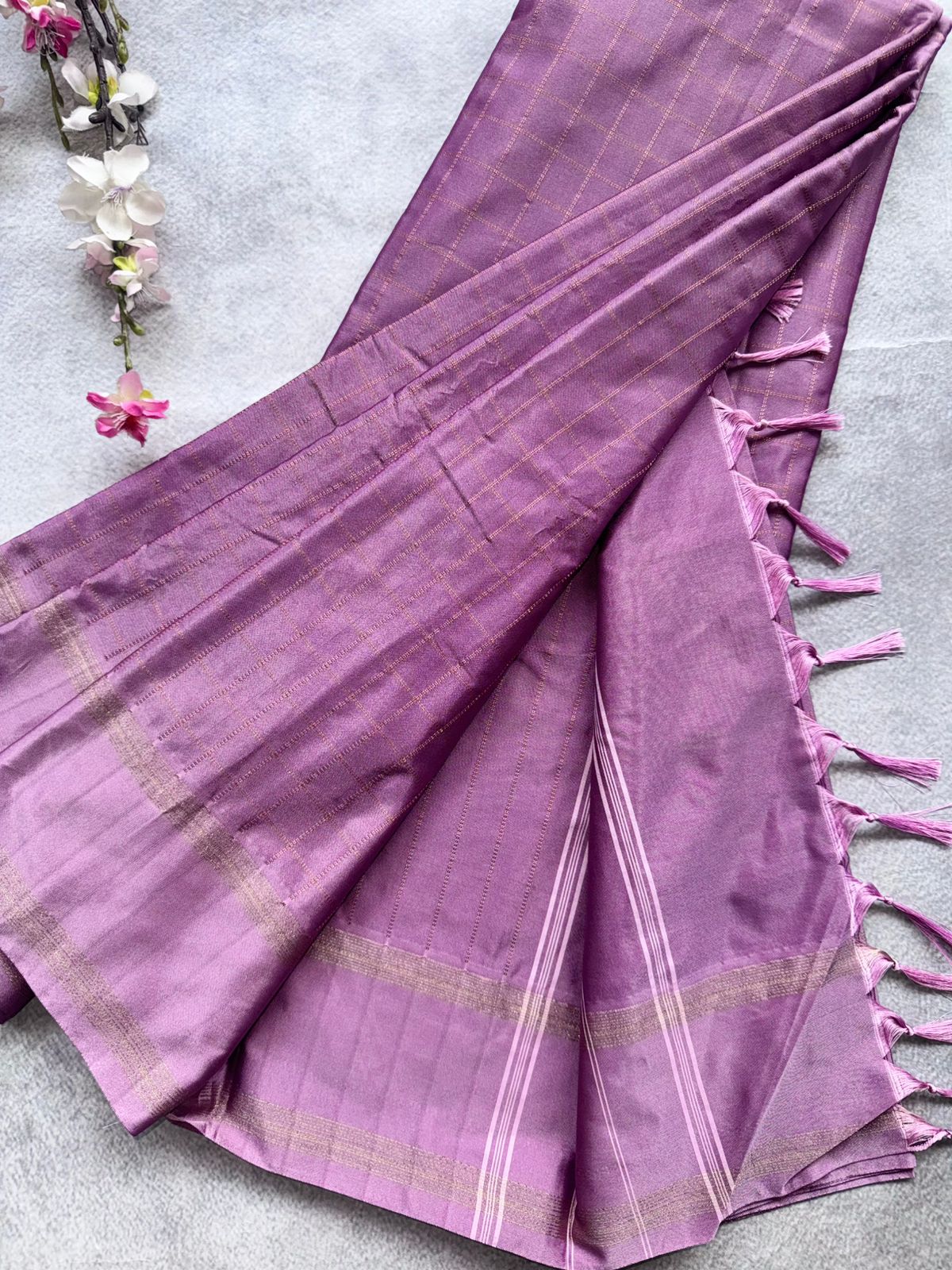 Mauve Checks Semi Silk Saree 109