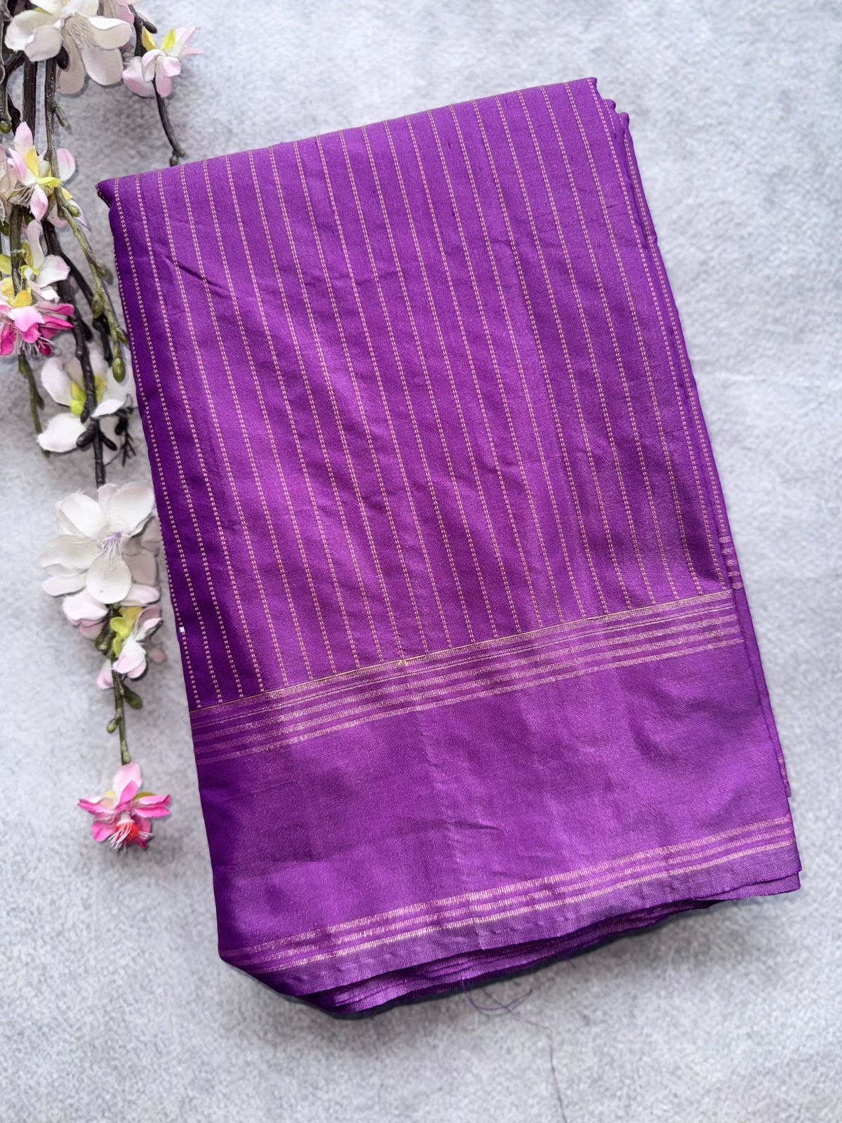 Mauve Stripes Semi Silk Saree 109