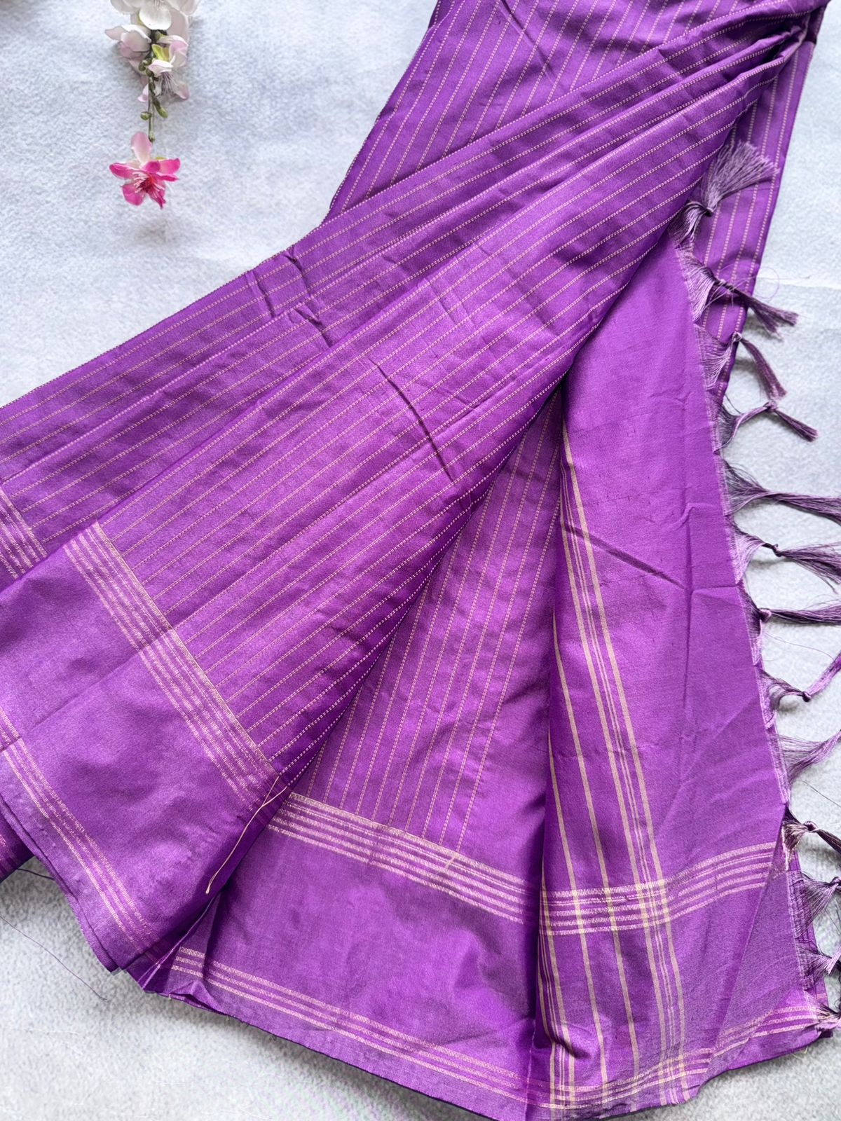Mauve Stripes Semi Silk Saree 109