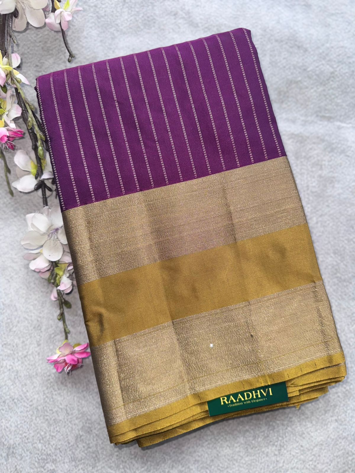 Wine Stripes Semi Silk Saree 109