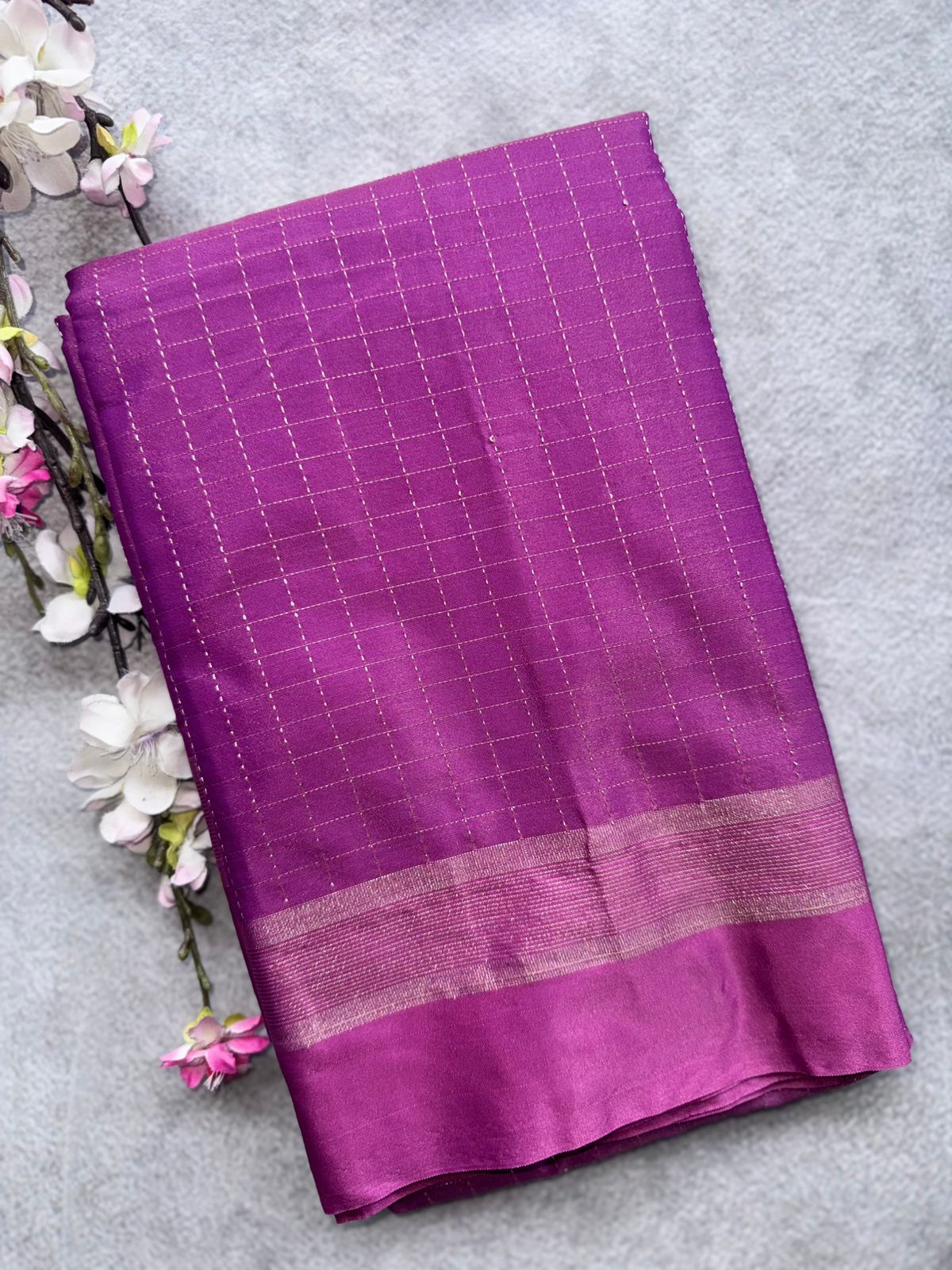 Mauve Checks Semi Silk Saree 109