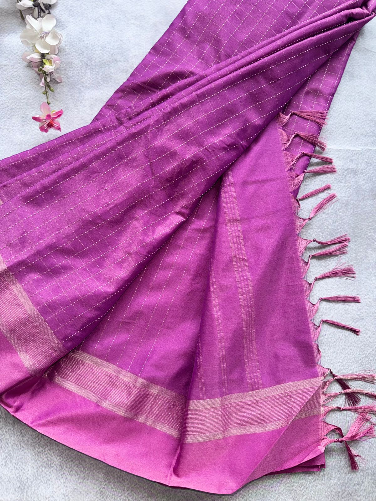 Mauve Checks Semi Silk Saree 109