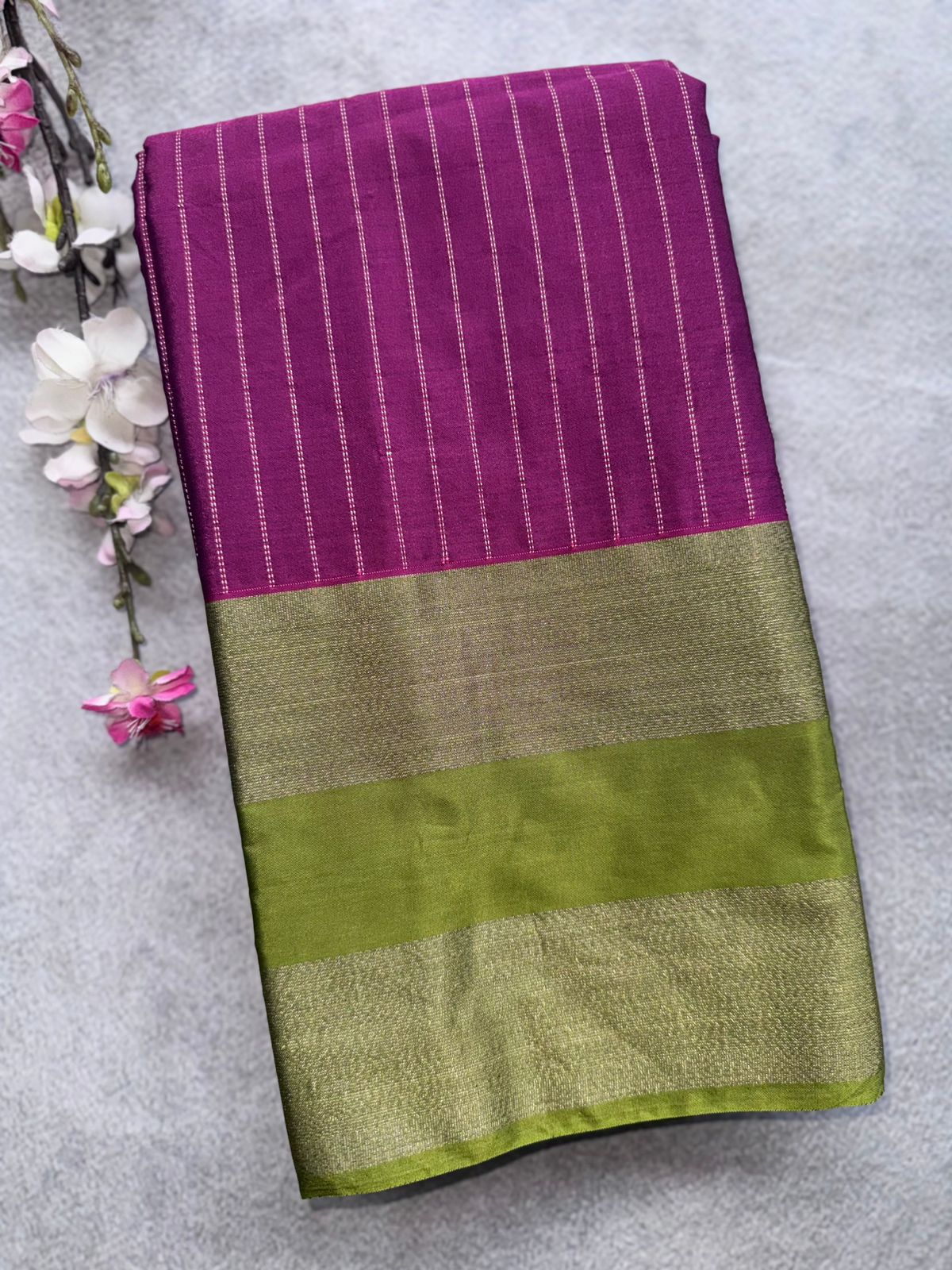 Magenta Stripes Semi Silk Saree 109