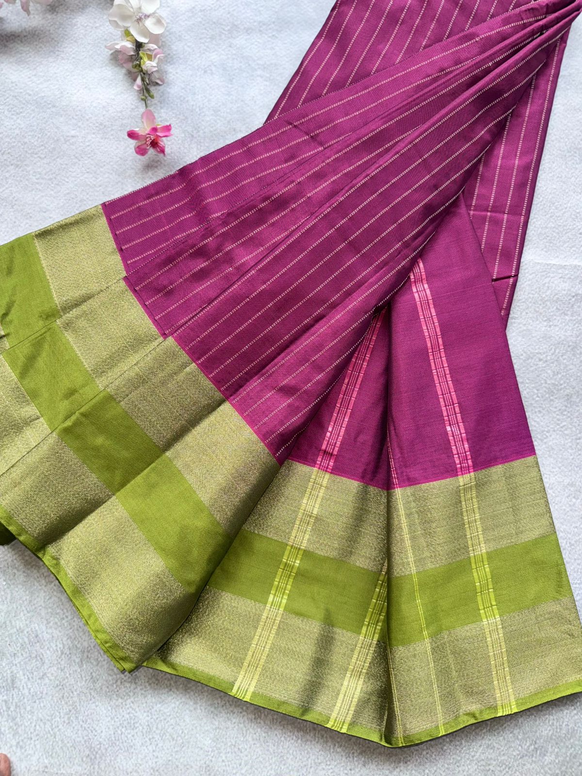 Magenta Stripes Semi Silk Saree 109