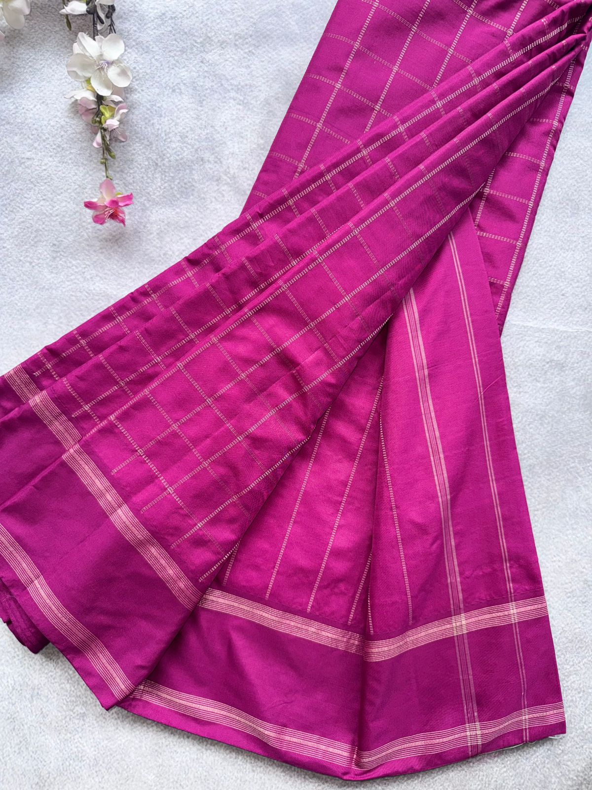Magenta Checks Semi Silk Saree 109