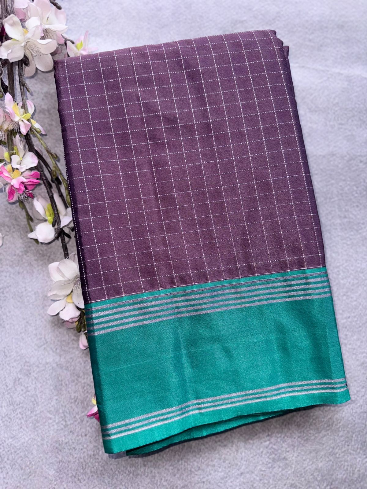 Brown Checks Semi Silk Saree 109
