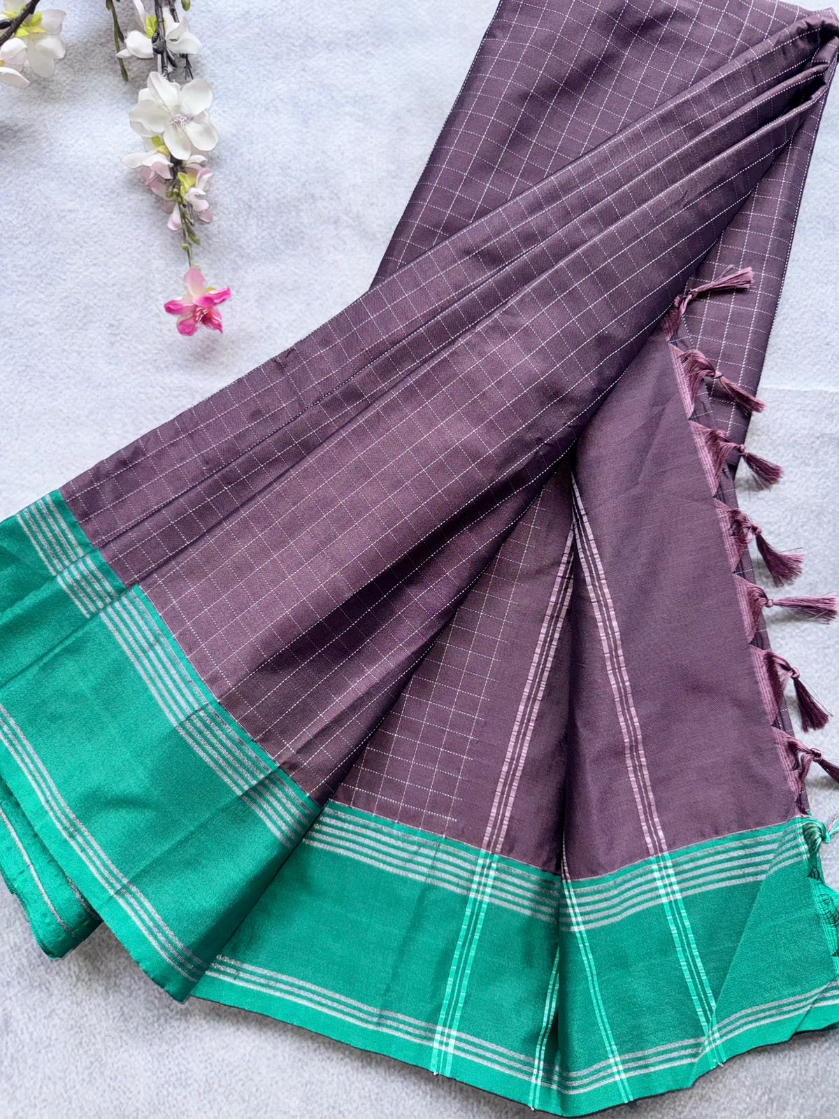 Brown Checks Semi Silk Saree 109