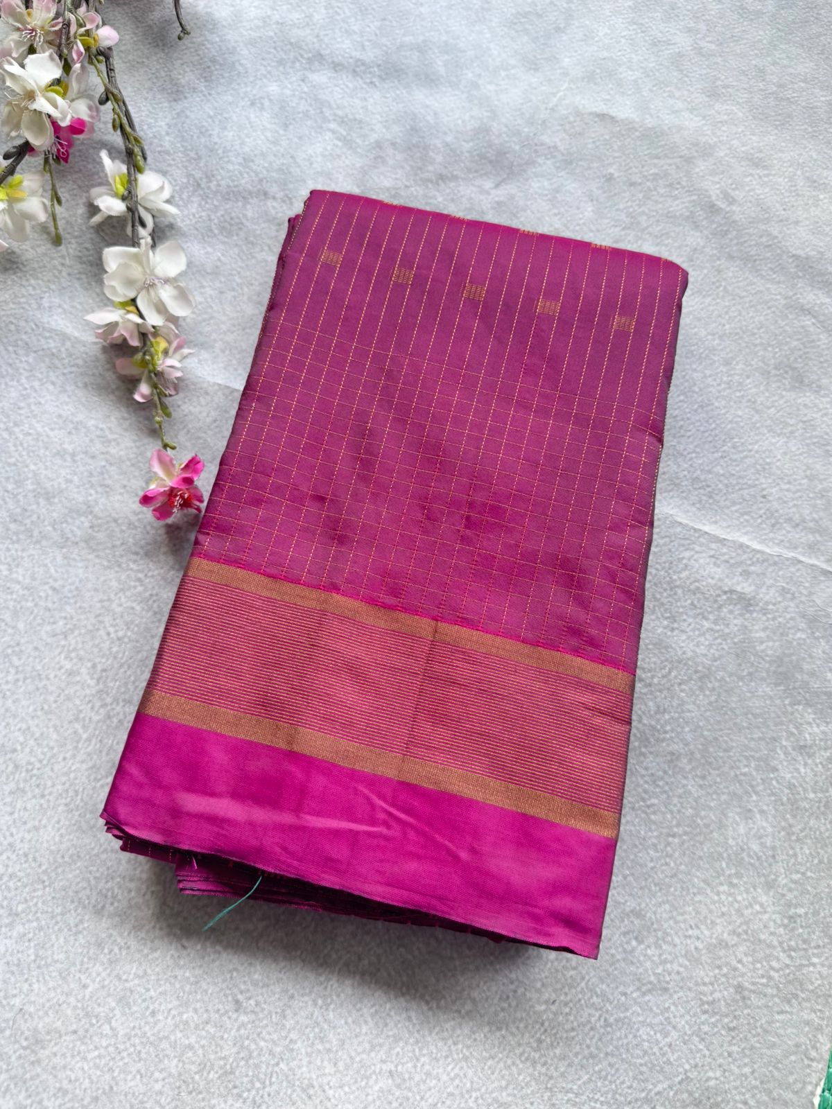 Magenta Stripes Semi Silk Saree 109