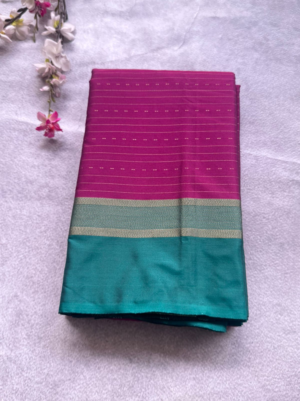 Magenta Stripes Semi Silk Saree 109