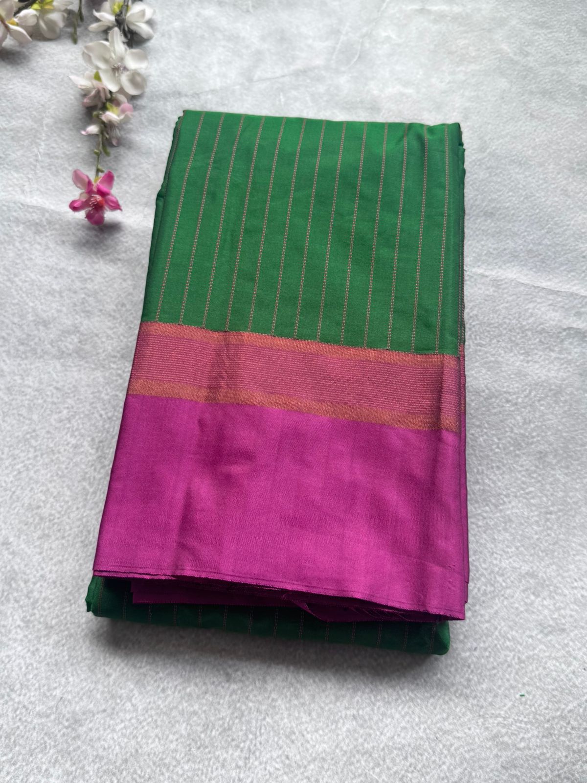 Green Stripes Semi Silk Saree 109