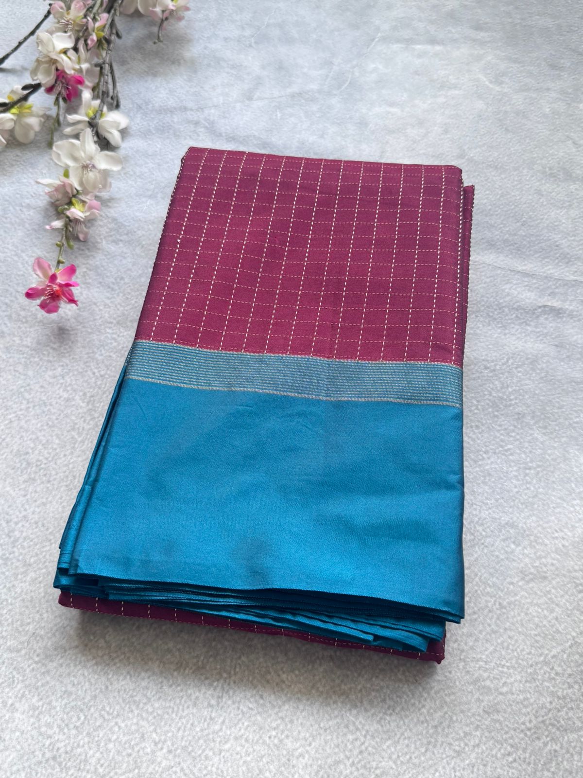 Maroon Checks Semi Silk Saree 109
