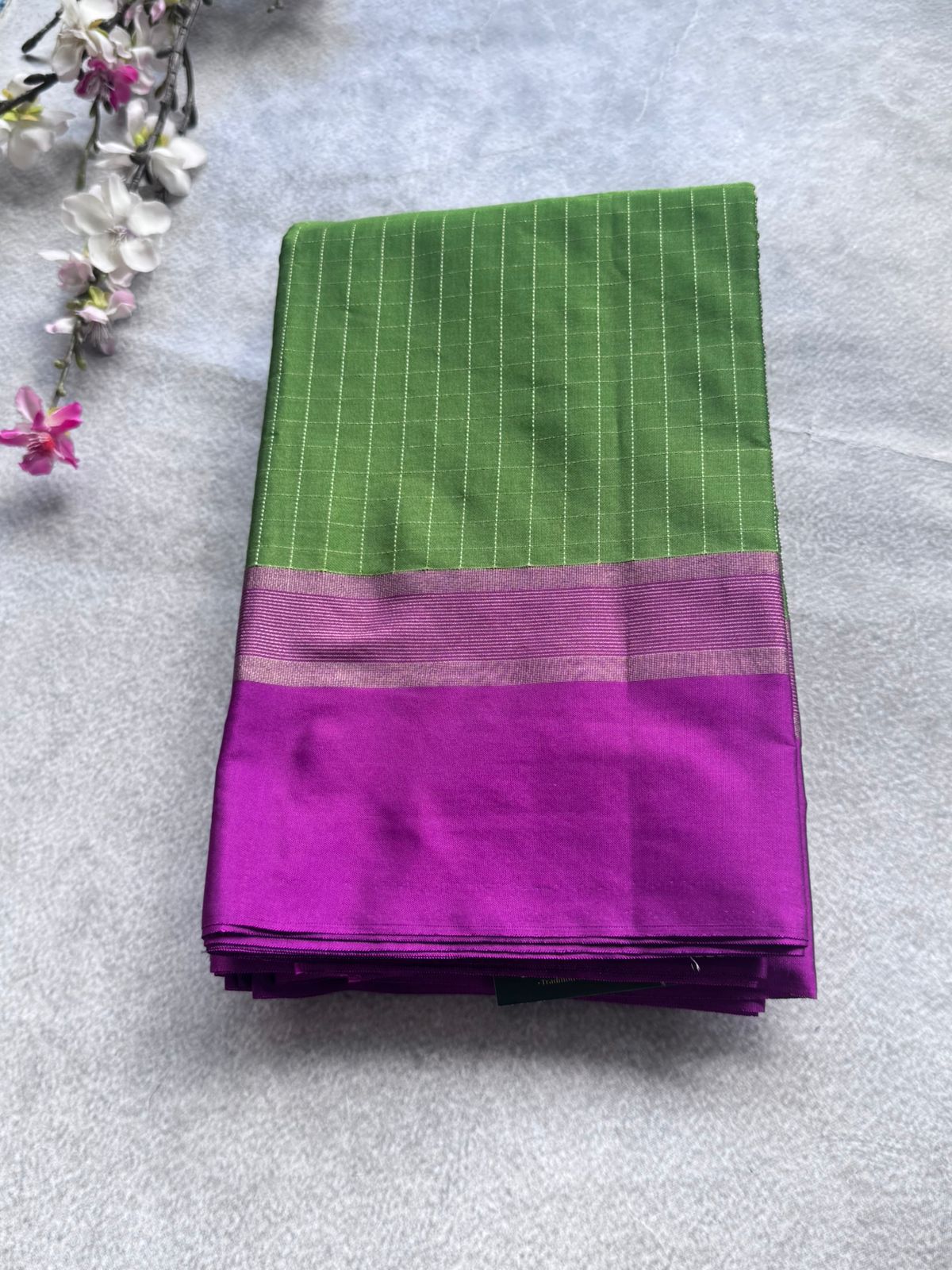 Green Checks Semi Silk Saree 109