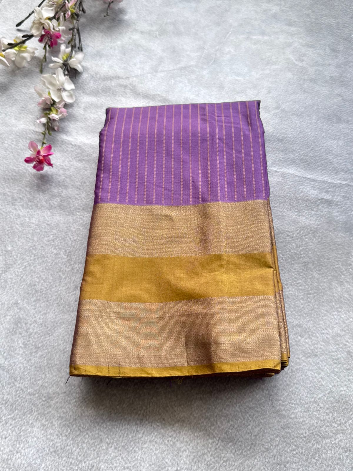Lilac Stripes Semi Silk Saree 109