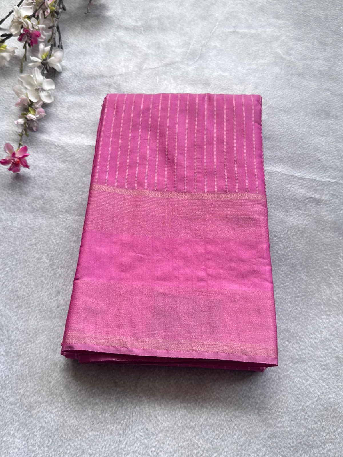 Pink Stripes Semi Silk Saree 109