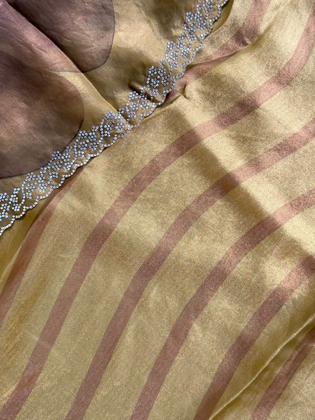 Gold Glass Tissue Party Wear Saree 109