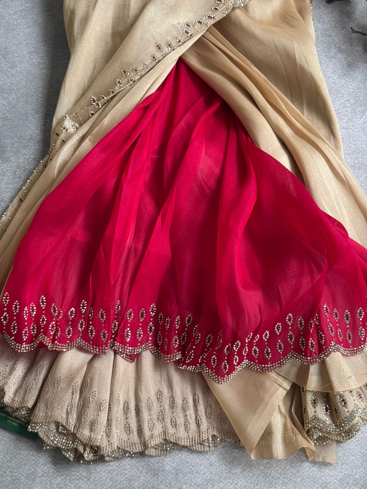 Beige Tissue Party Wear Saree 109