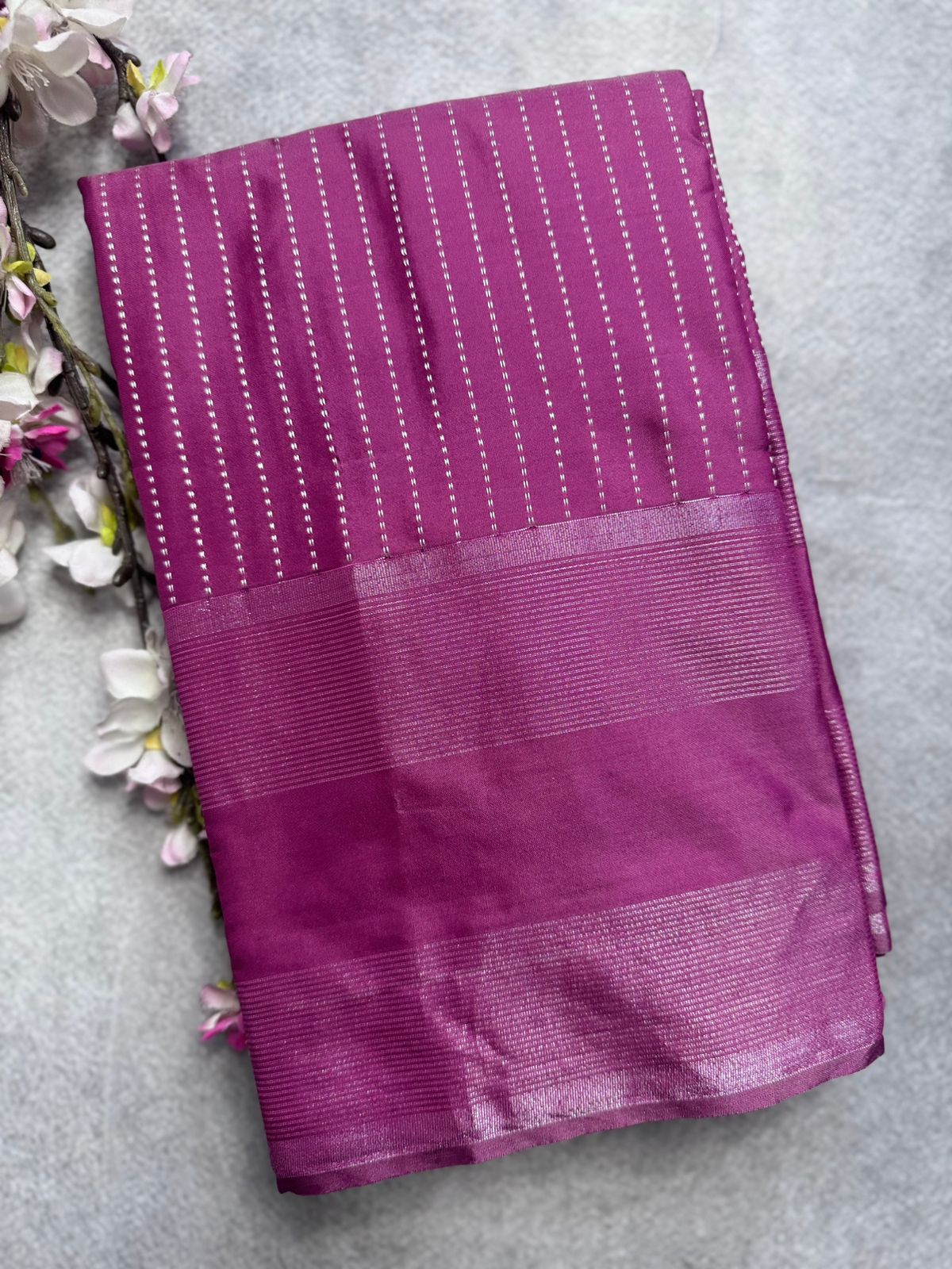 Pastel Pink Stripes Semi Silk Saree 109