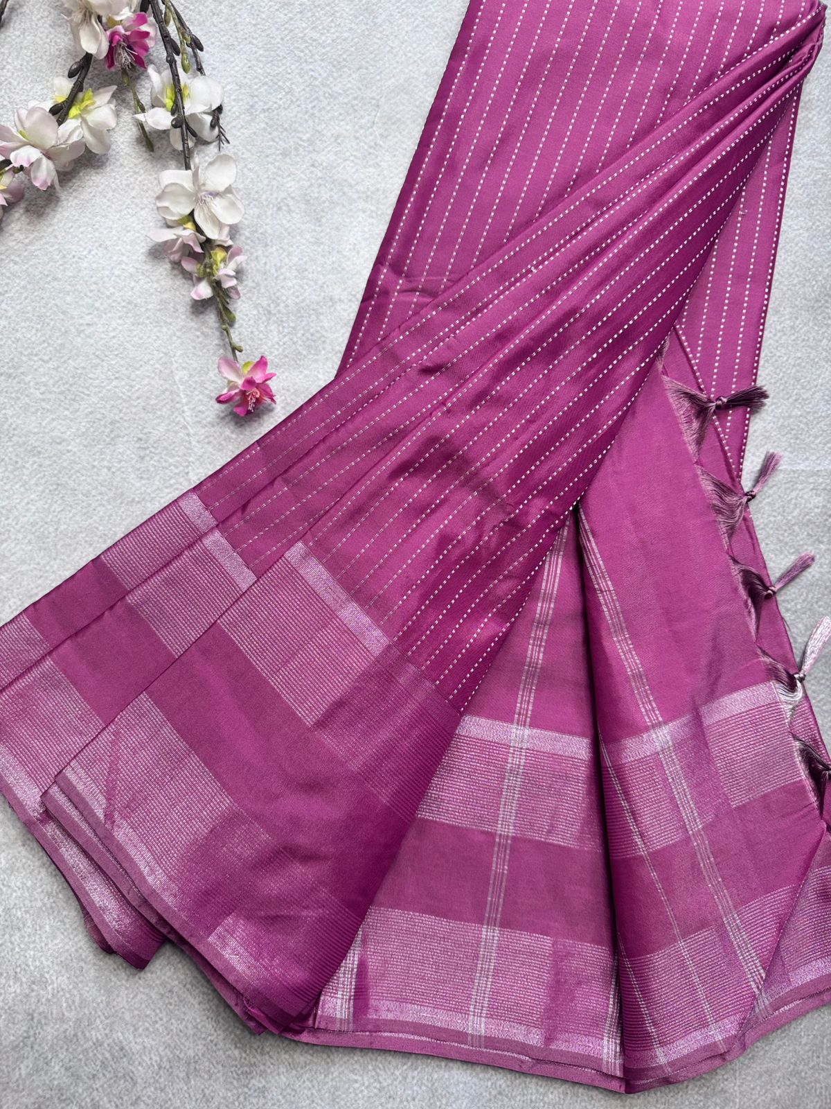 Pastel Pink Stripes Semi Silk Saree 109