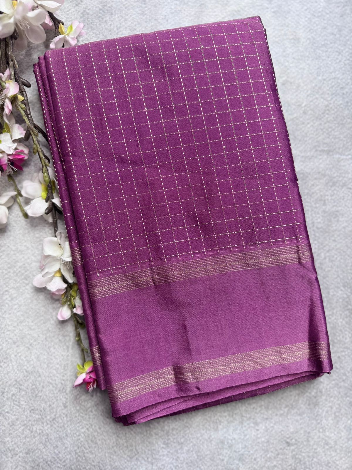 Pastel Pink Checks Semi Silk Saree 109