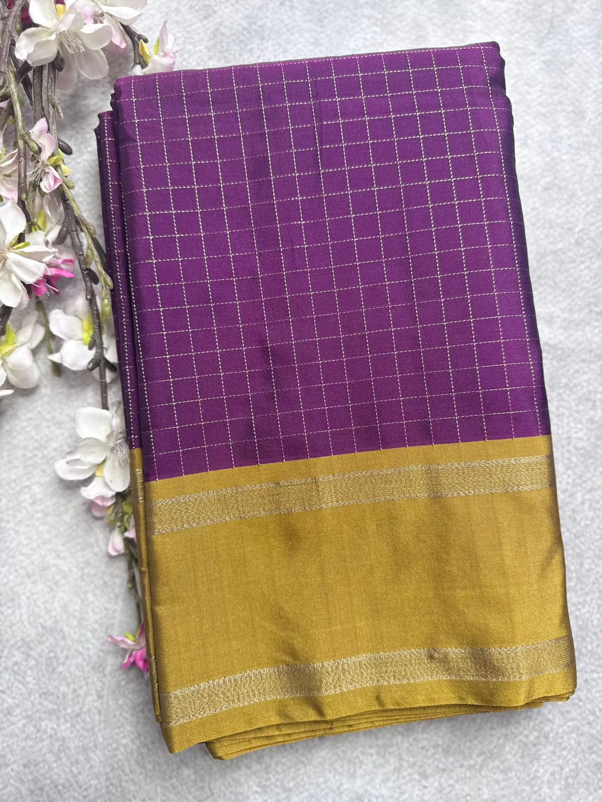Magenta Checks Semi Silk Saree 109